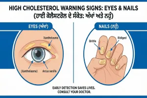  ਅੱਖਾਂ 'ਤੇ ਨਹੁੰਆਂ 'ਚ ਦਿਖਣ ਇਹ ਬਦਲਾਅ ਤਾਂ ਹੋ ਜਾਓ ਸਾਵਧਾਨ;ਇਹ ਨੇ ਹਾਈ ਕੋਲੈਸਟਰੋਲ ਦੇ 5 ਖਤਰਨਾਕ ਸੰਕੇਤ