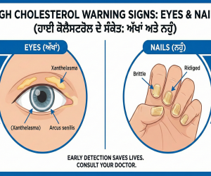  ਅੱਖਾਂ 'ਤੇ ਨਹੁੰਆਂ 'ਚ ਦਿਖਣ ਇਹ ਬਦਲਾਅ ਤਾਂ ਹੋ ਜਾਓ ਸਾਵਧਾਨ;ਇਹ ਨੇ ਹਾਈ ਕੋਲੈਸਟਰੋਲ ਦੇ 5 ਖਤਰਨਾਕ ਸੰਕੇਤ